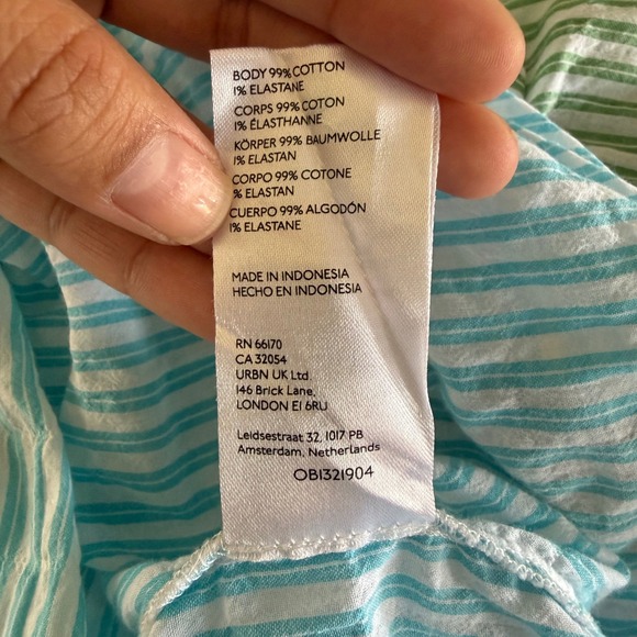 Maeve Anthropologie Striped Button Up Tie Front Shirt Blue Green Medium - Picture 6 of 7